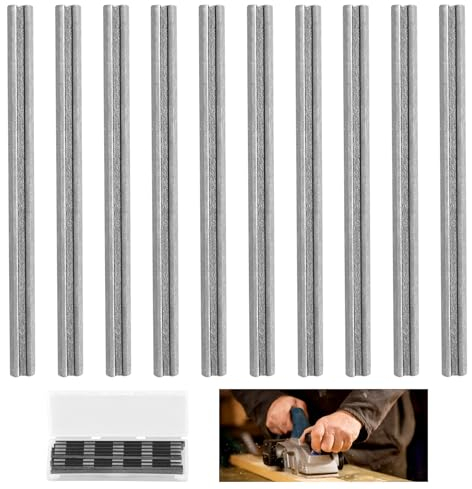 Granvoo 10 Piezas HSS Cuchilla para Cepillo Kit,82mm HSS Cuchillas Cepillo Reversible,Caja de Cuchillas Cepilladoras Reversibles HSS,Cuchillas de Cepilladora,para Maquinaria de Carpintería