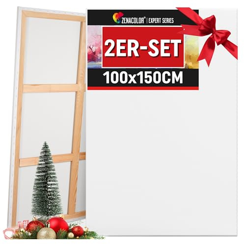 Zenacolor Toile Peinture 150x100 Set de 2 Canvas - Chassis Toile Grand Format 150x100 sans Acide - Tout Type de Peinture sur Toiles