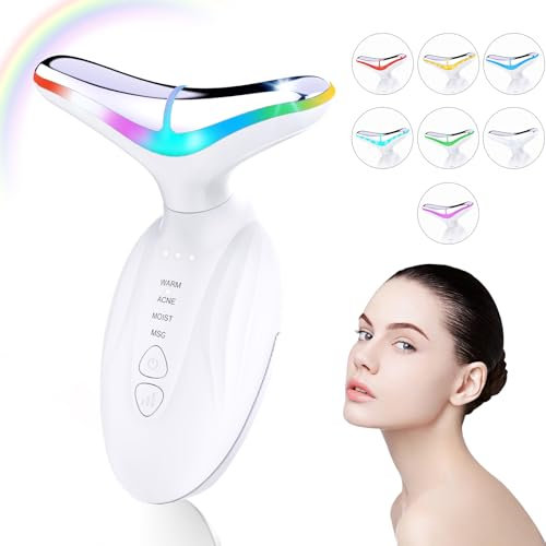 Face Massager Facial Lifting Device Electric Anti-Wrinkle Neck Massage Lift Machine Skin Toning Devices Microcurrent Sculpting Therapy Gua Sha Tool Women 7 LED Colors 4 Modes