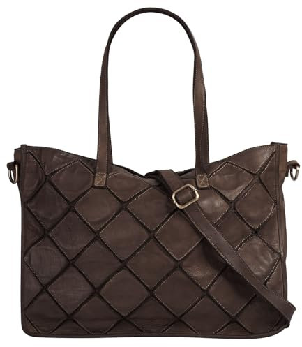 Samantha Look Shopper Echt Leder Damen | Made in Italy, Vintage Tragetasche mit Smartphonefach, Umhängetasche aus Leder | 022171