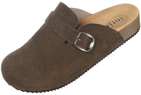 Zoccoli e Sabot Donna Ciabatte Chiuse con Uomo Scarpe da Giardino Pantofole in Pelle Comodo Slip on Sandali Antiscivolo caffè 41