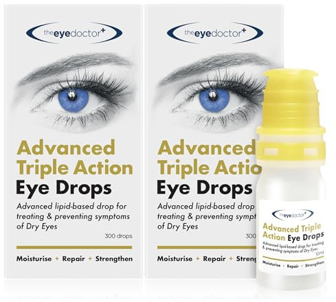 The Eye Doctor Dry Eye Drops, Advanced Triple Action Formula – Lipid-Based Eye Drop for MGD, Blepharitis & Evaporative Dry Eye, Preservative Free, Contact Lens Friendly, 600 Drops, 2X 10ml