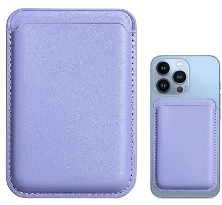 Finehenchi Magsafe Wallet for iPhone, Magnetic Wallet Card Holder for Phone 16/15/14/13/12 Max/Pro/Plus/Mini, Vegan Leather Convenient Mag-Safa Wallet for ID Card, Credit Card (Purple)
