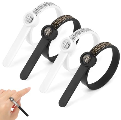 4 Stück Ringgrößenmesser mit Lupe，Ringmaßband，Ringmaß Ringmesser，Ringstock Ringgrössenmesser für die Messung der Fingergröße，Fingerumfang