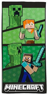 hermet, Telo Mare Minecraft, 70x140 cm, Asciugamano da Spiaggia o Piscina, 100% Morbido Cotone, Pratico e Leggero