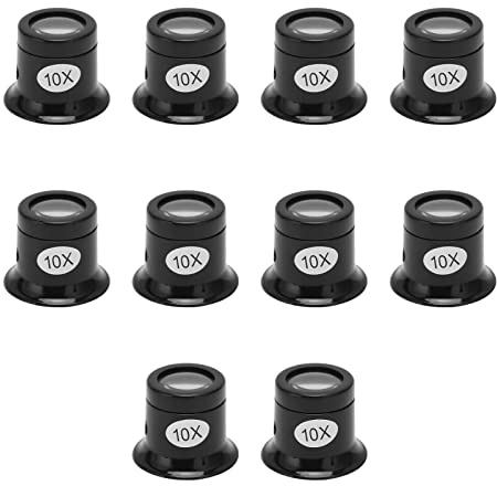 Magnifying Eye Glass Pieces 10PCS 10X Watchmaker Loupe, Portable Profession Optical Lens Portable Jewelers Loupe 10X Eyepiece for Watch Repair Picture Jewelry