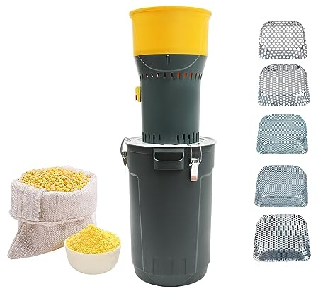 Mulino per cereali elettrico 1000 W, macinacaffè con 5 setacci, macinacaffè grano di soia, serbatoio 25 l, maniglia per il trasporto, per uso domestico e agricolo professionale, macinino per cereali