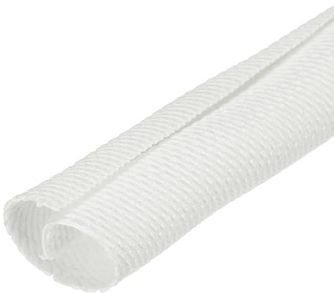 QUARKZMAN Flätad kabelflätad 30 fot (9 m) - 5/16 tum (8 mm) slitsad flätad mantel för kabelhantering, bilvävd slang för multikabelskydd, vit