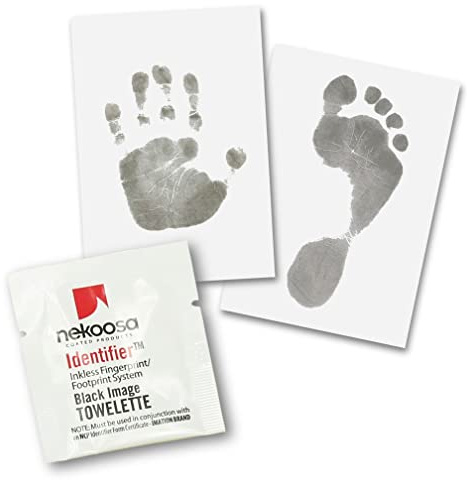3 Magic Footprint Spezial Sets für Fußabdruck und Handabdruck von Neugeborenen, Babys und Kleinkindern bis hin zu Erwachsenen (3 x Wischtücher / 17 x Spezialpapier)