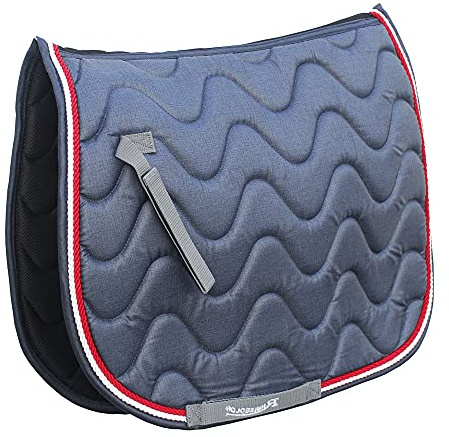 Rhinegold Wave Saddle Pad-Full-Denim/Red