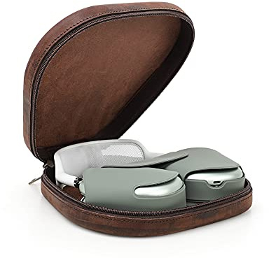 Hiram Handgefertigte Echtleder Hülle für Airpods Max, Reise-Tragetasche für Kopfhörer, strapazierfähige Reise-Aufbewahrungstasche