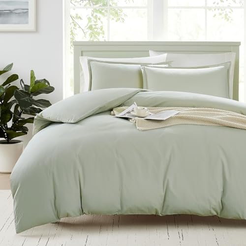 LANE LINEN 100% Organic Cotton King Duvet Cover Set, 1 Duvet Cover 2 PIllow Shams, Pure Long Staple Cotton, Percale Weave, Breathable, Button Closure Comforter Cover - Mineral