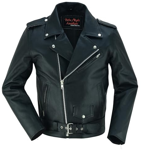 Daniel Smart Motorcycle Jacket for Men Genuine Black Leather Jacket with Polyester Thermal Lining Water Resistant Leather Jacket with inside inside & Heavy Duty Zippers