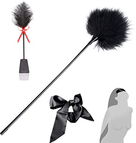 Federkitzler Sexspielzeug,Peitschen Set für Sex,40cm Feder,Straußenfeder Paddel Sex SM,Augenbinde Sex Bett,erotisches Sexspielzeug für Paare,BDSMs Spielzeug extrem Sklavin