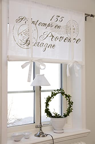 LillaBelle Raff Gardine Nice Sand 140 x 100 cm BxL(H) Rollo Weiß Landhaus Vintage Shabby