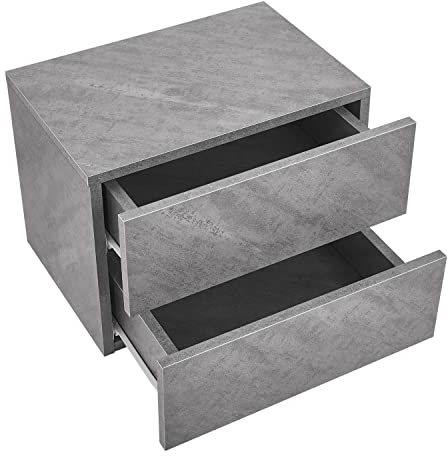 Juskys Wandschrank Nachttisch hängend Holz 40x29x30 cm BTH - 2 Schubladen - Wandmontage - Nachtkommode stabil - Nachtschrank Grau