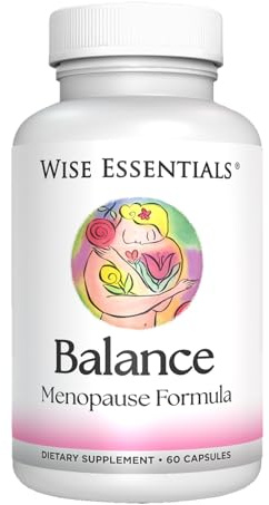 Wise Essentials Balance Menopause Formula Natural Herbal Supplement to Support PMS, Menopause & Mood – Blend with Chasteberry, Dong Quai, Black Cohosh, Red Clover, – Made in USA, 60 Capsule,