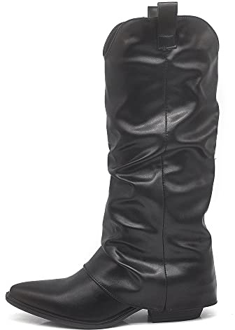 IF Fashion Scarpe Stivali Arricciati Da Donna Con Ghetta Risvolto 410-1 nero N.38