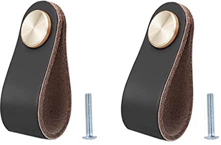 BOOLSFMAM 2 maniglie in pelle fatte a mano, 6,4 x 2,5 cm, per armadi