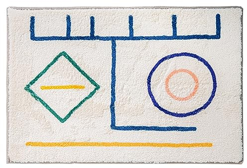 Badezimmerteppich Grün Blau Weiß Badematte Flauschig Mikrofaser Badvorleger rutschfest Duschvorleger Schnelltrocknend Badteppich Waschbar Duschvorleger Verdicken Badematten Badmatte 50x80cm