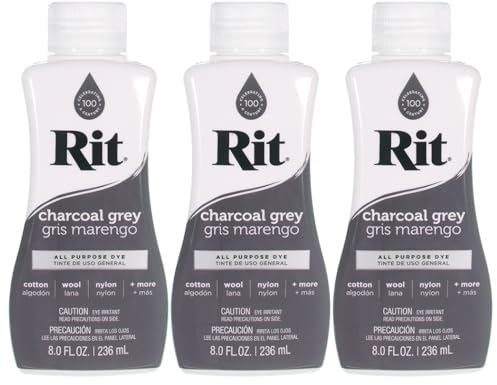 Rit Dye – flüssige Stofffarbe für Kleidung, Dekor und Basteln, 237 ml, Anthrazit, 3 Stück
