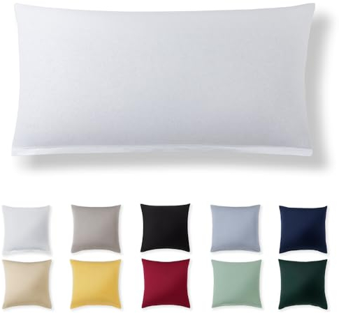 Alreya Kissenbezug 40 x 80 cm - Weiß - 100% Jersey Baumwolle - Kissenhülle für Kissen 40x80 cm, Jersey Kopfkissenbezüge, Superweicher Kissenbezug 40x80 mit Reißverschluss