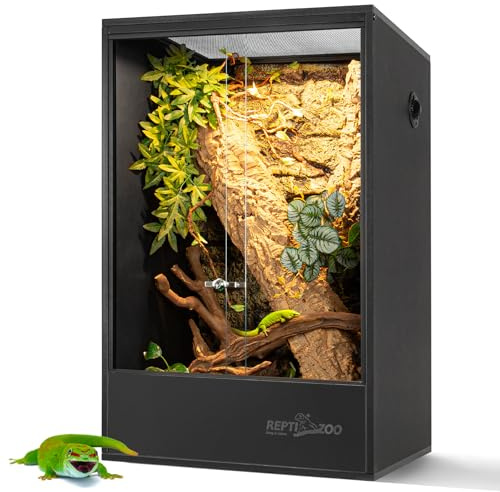 REPTIZOO 67 Gallon PVC Tall Reptile Tank, 24 x18x36 inch Large Reptile Terrarium for Gecko Lizard Chameleon Frog Snake, Enclosure Habitat with Sliding Door & Top Screen Ventilation