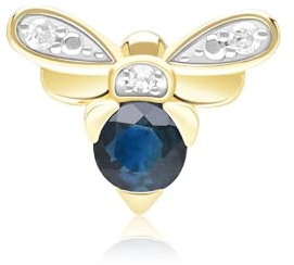 Spilla a nido d'ape in oro giallo 9 kt con zaffiro blu e diamanti
