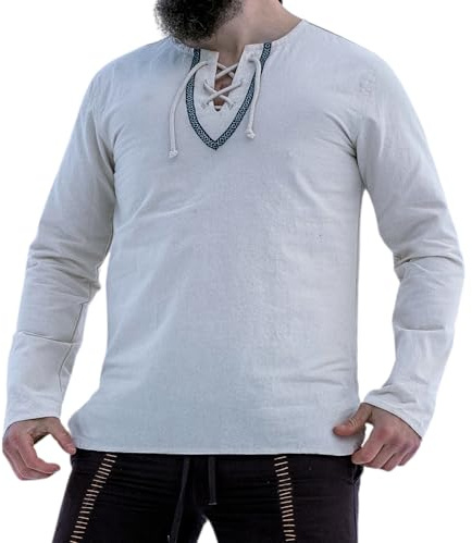 Leonardo Carbone® Chemise Médiévale Elfriede Unisex - Chemise Medievale Homme & Dames Manche Longue, Costume Medieval, Tenue et Vetements de Festival, LARP, Renaissance, Cosplay - 100% Coton