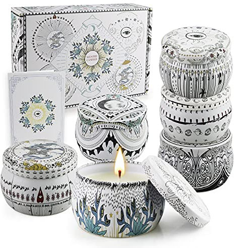 Bougie Parfumée Lot de 6 Bougies, Ensemble Cadeau Candle Bougies, Parfumées Bougies en Cire De Soja Naturelle pour Femme Mariage, Maman Pain d'épice Gâteau Bougie Parfumées Nouvel An Cadeau