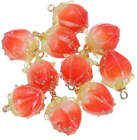 PATIKIL 0,6x0,4 Perline a Fiore, 10pz Perline a Bocciolo di Rosa in Acrilico Mini Charm per Braccialetti, Orecchini, Collane, Creazione di Gioielli e Artigianato Fai Da Te, Rosso