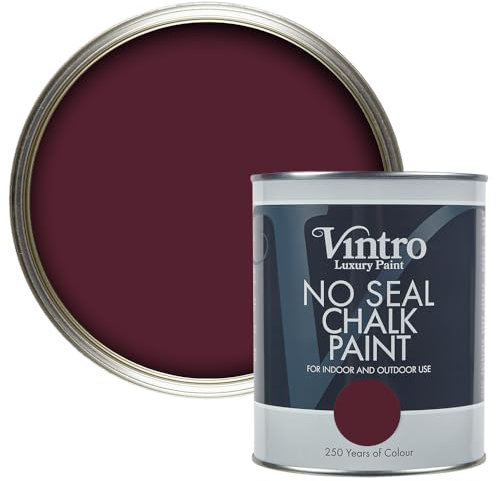Vintro Paint | No Seal Chalk Paint | Dark Purple | Interior & Exterior Use | Furniture | Walls | Wood | Metal | 1 Litre (Dark Purple - Sweet Damson)
