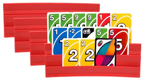 4 Pièces Porte-Cartes à Jouer, Porte-Cartes pour Enfants Mains Libres Support de Poker Peut être épissé Magnétique, Support Carte à Jouer au Design Incurvé pour Enfants Adultes Personnes âGéEs (Rouge)