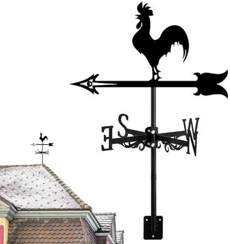 Vana meteorológica para montaje en el techo, forma de animal, veleta decorativa de hierro, 33 x 55 cm, indicador de dirección del viento para patio, jardín, granja, gallo, veletas