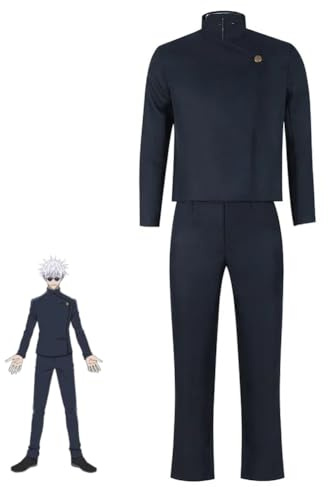 Jiumaocleu Gojo Satoru - Disfraz de cosplay de Gojo Satoru, disfraz de anime de uniforme escolar, chaqueta, pantalones, gafas, peluca para hombre, Halloween, Navidad, carnaval, fiesta