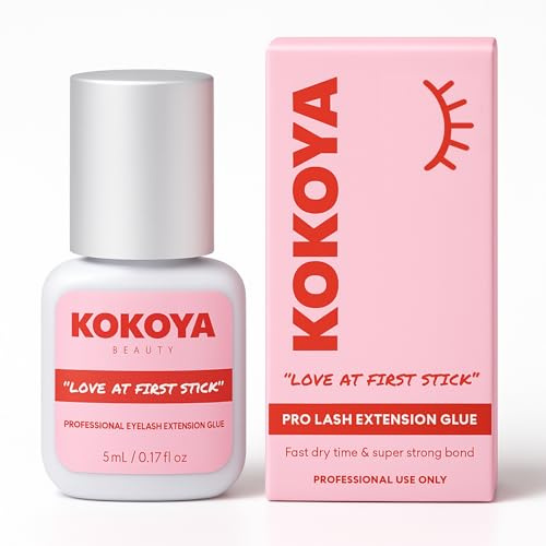 KOKOYA Beauty Lash Glue – Professional Eyelash Extension Glue, Fast-Dry 0.5–1s Salon Pro Lash Glue, Strong Hold up to 8 Weeks, Black Lash Adhesive for Individual Lashes (1, 5 mL)