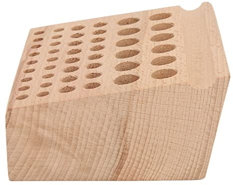 Yctze Portautensili Versatile per Artigianato in Pelle con 46 Fori - Robusto Supporto per Punzoni in Legno di Faggio Facile Organizzazione di Strumenti per la Lavorazione della Pelle, Timbri