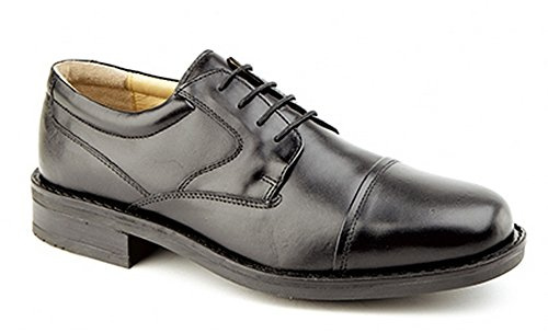 Roamers Barrett Mens Leather Full Fit Capped Brogue Shoes Black