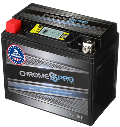 Chrome S Pro iGel YTX12-BS Battery – 180 CCA, Gel Electrolyte, LCD Display, 12V 10Ah – Fits ATV, Motorcycle, Scooter, Jet Ski, Dirt Bike, UTV, Snowmobile & More – T3 Nut & Bolt Terminal