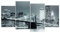 levandeo Wandbild 4 teilig 130x70cm - New York Brooklyn Bridge USA Amerika leuchtend bei Nacht Panorama Brücke - 4 Leinwandbilder im Set Bild Leinwand