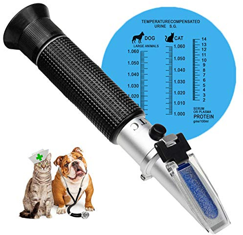 3-in-1 Animal Clinical Refractometer, Measuring Animal's Health Index of Urine Specific Gravity and Serum Protein, Ideal for Veterinary and Pet Owner
