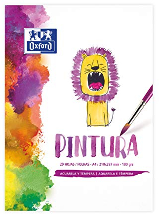OXFORD Block für Kindermalerei, A4, weicher Deckel, fester Einband, 20 Blatt, 180 g, verleimt