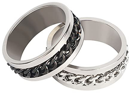 Runmeihe Anxiety Ring For Men Women Stainless Steel Titanium Steel Removable Chain Rings Cool Spinner Rings Fidget Ring (8)