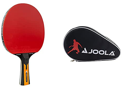 JOOLA Tischtennisschläger CARBON CONTROL - ITTF zugelassener Tischtennis & Tischtennisschläger Hülle Pocket Double Tischtennishülle für 2 Wasserabweisende Tischtennistasche,Schwarz/Rot, 28 x 17 x 4 CM