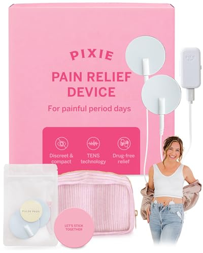 Pixie Period Pain Relief Device - Best PMS Relief Simulator with TENS Technology - Thinnest Wearable Tens Unit - Unnoticeable Under Clothes - Menstrual Cramp Comfort for Feminine Care