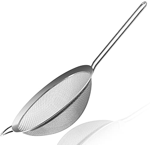 Anaeat Fine Mesh Strainers - Premium Stainless Steel Colander Sieve Sifters, with Durable Mesh and Sturdy Handle, Excellent for Sifting Dry Ingredients, Flour, Pastas, Rice, Tea (18cm