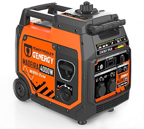 GENERGY Benzin Inverter Stromerzeuger mit 4000w max. 3600 Watt sauberem Strom, leise und leichtgewichtig mit 35kg, 8L Tank, Notstromaggregat, Stromaggregat, Generator,Madeira