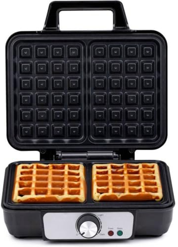 alpina Gaufrier - Gaufres de Bruxelles - Revêtement Anti-Adhésif - 2 Gaufres - 1000 W - Noir