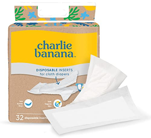 Charlie Banana Inserti assorbenti usa e getta per pannolini in tessuto, sistema ibrido di pannolino in tessuto, confezione da 32 pezzi