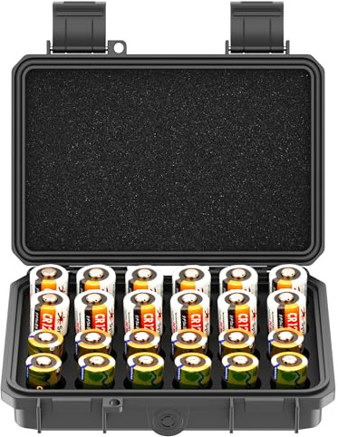 24 Slots CR2 CR123 CR123A Batteria al Litio Custodia Organizzativa IP67 Custodia rigida impermeabile per CR17345/CR16340/CR18350/CR15270 Custodia per batteria da campeggio a prova di esplosione